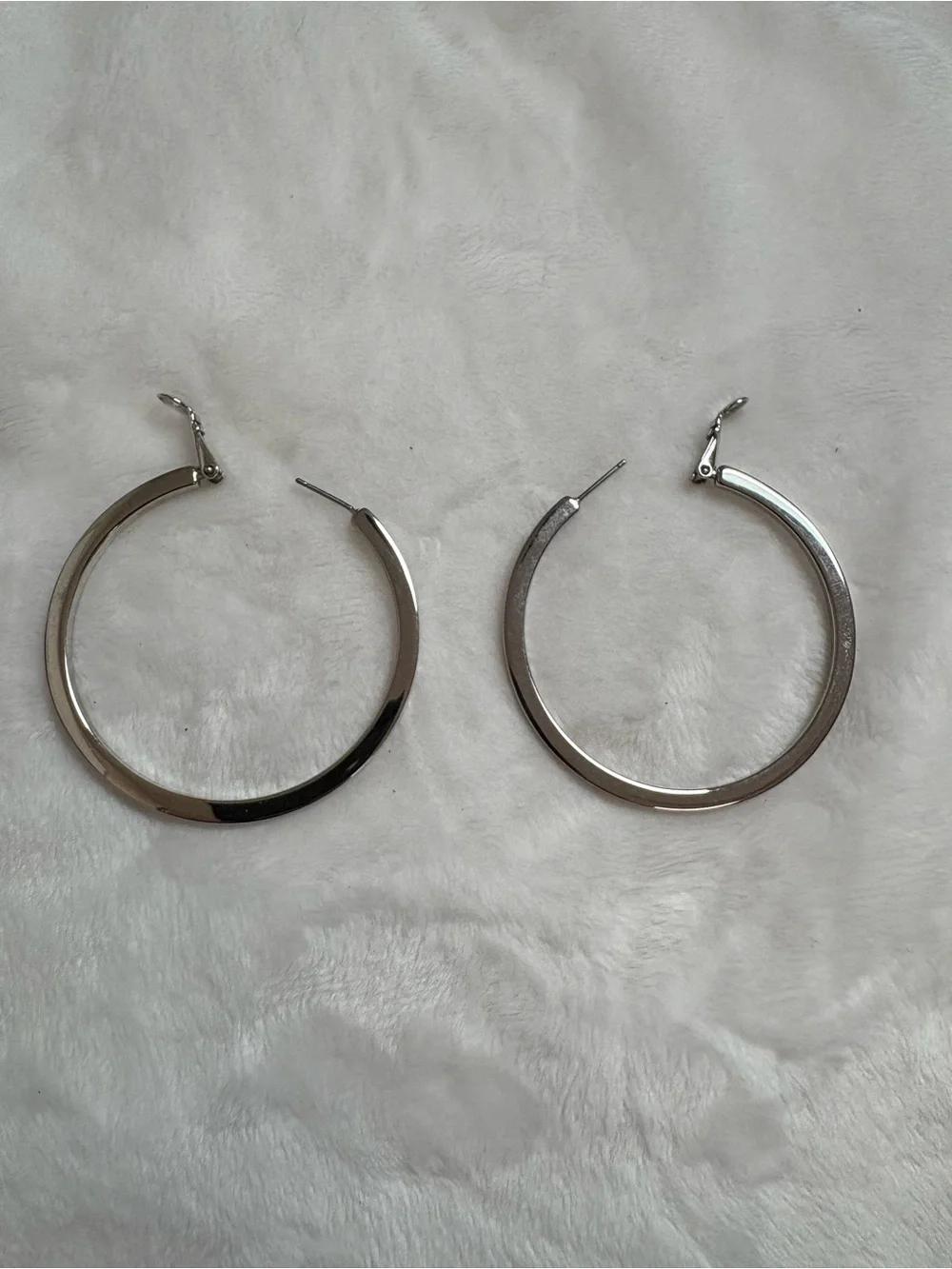 Large Classic Silver Hoop Earrings - see 2nd photo for size reference
